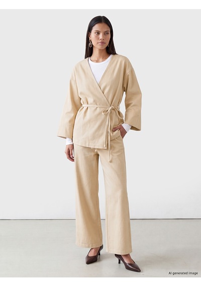 Lcw Modest Bej Beli Lastikli %100 Pamuklu Kadın Pantolon