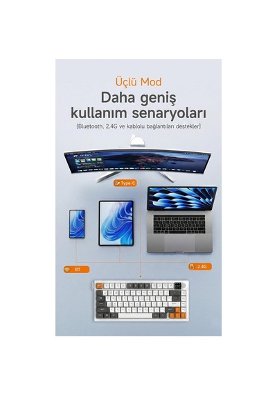 Üçlü Mod Membran Gaming Klavye,%75 Düzen, 4000mah Batarya, Rgb 14 Efekt, Tft Ekran, Type-c, Bluetooth 2.4g, Su Geçirmez, Win Uyumlu, Multimedya Düğmeli Ajazz Af82 Turuncu Beyaz - Af82 Üçlü Mod Membran Gaming Klavye,%75 Düzen, 4000mah Batarya, Rgb 14 Efekt, Tft Ekran, Type-c, Bluetooth 2.4g, Su Geçirmez, Win Uyumlu, Multimedya Düğmeli Ajazz Af82 Turuncu Beyaz - Af82