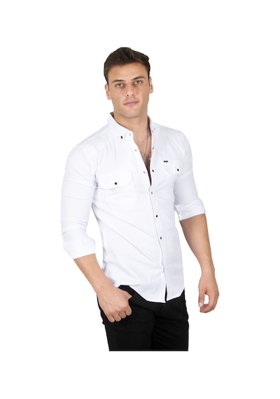 Deepsea Erkek Beyaz Fitilli Çıtçıtlı Kot Gömlek 300421 Beyaz