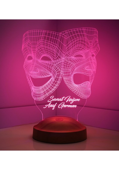3D Led Lamba 3 Boyutlu Maske Kişiye Özel Hediye Gecelambası