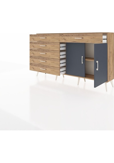 Arges Konsol Tek Raflı 6 Çekmeceli 2 Kapaklı 176x30x99 Çam-antras Çam-antrasit/çam Arges Konsol Tek Raflı 6 Çekmeceli 2 Kapaklı 176x30x99 Çam-antras Çam-antrasit/çam