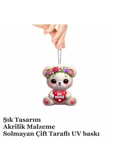 Araba Ayna Süsü, Araba Süsü, Çanta Aksesuarı - Benim Ol - Pleksi Malzeme, Uv Baskılı - 017 8x6 Cm