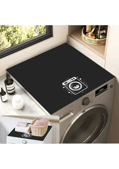 Valerine Life Çamaşır Kurutma Makinesi Örtüsü Matı Kaymaz Sıvı Geçirmez Koruyucu Yıkanır Ped 60x60cm 27240602 Siyah