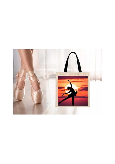 Ada Kostüm Tasarım Sunrise Dance Balerin Silüet Koton Çanta Krem