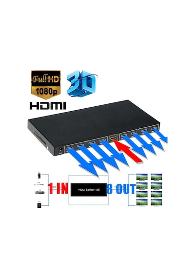 8 Port Hdmi Splitter Çoklayıcı 4411P Switch Çoğaltıcı Çoklu Uydu