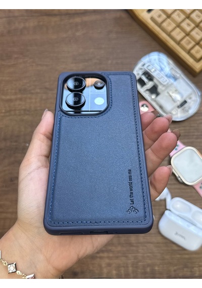 Redmi Note 13 Pro 4g Uyumlu Premium Deri Dokulu Darbelere Karşı Dayanıklı Nazal Silikon Kılıf Lacivert