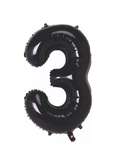 3 Rakam Siyah Folyo Balon 80 Cm
