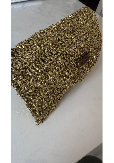 Bucci Gold Parlak Tasarım Kadın Abiye El Çantası Şık & Işıltılı Altın