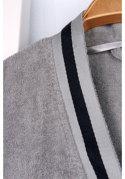 Baveno %100 Pamuk Kimono Bornoz Gri