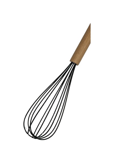 Bambu Saplı Siyah Sert Silikon Isıya Dayanıklı Çırpıcı - 1 Adet Plastik Diğer