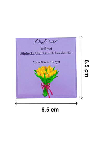 3 Lü Bakara Tevbe Ve Talak Sureleri Ayetleri Buzdolabı Magneti - 6.5 X 6.5 Cm Mıknatıslı Dolap Süsü