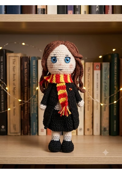 Okulun Cübbeli Cadısı Amigurumi Örgü Oyuncak - Film Karakteri Hediyelik Figür 21 Cm