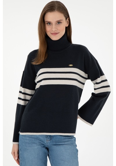 U.S. Polo Assn. Kadın Lacivert Boğazlı Kazak 50297109-VR033