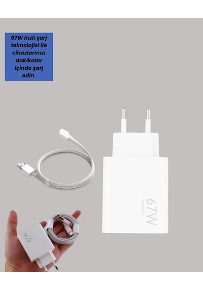 Güvenli Ve Hızlı Şarj İçin 67w Turbo Adaptör Type-c Kablo İle Diğer