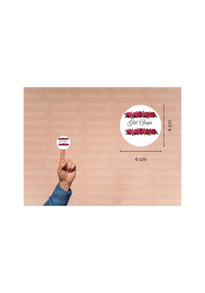 Gül Suyu Etiketi Hediye Sticker Kırmızı Gül Baskılı Yuvarlak Mat Çıkartma 4 Cm 45 Adet Çok Renkli