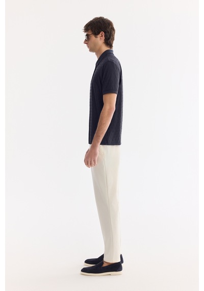 Avva Erkek Lacivert Kıvrılmaz Polo Yaka Fermuarlı Regular Fit T-shirt A61y1090
