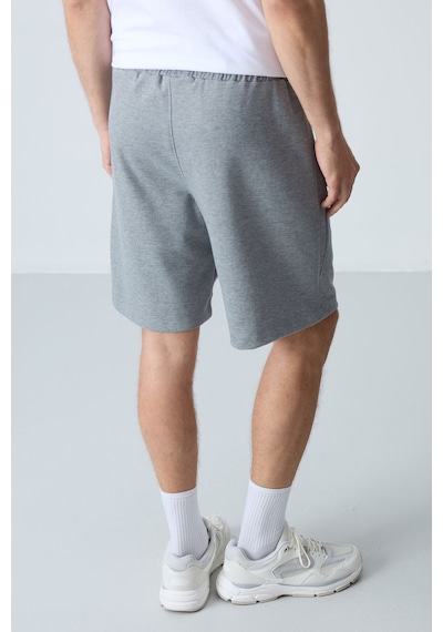 Air Jones Tommy Life Gri Melanj Pamuklu Kalın Yumuşak Dokulu Standart Fit Basic Erkek Şort - 81276 GRI MELANJ