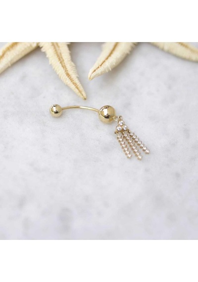 Püsküllü Göbek Piercing Altın