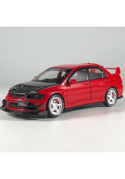 Hobiez World 1:24 Lisanslı Metal Mitsubishi Lancer Evolution Ix Kapısı Kaputu Ve Bagajı Açılan Model Araba Kırmızı