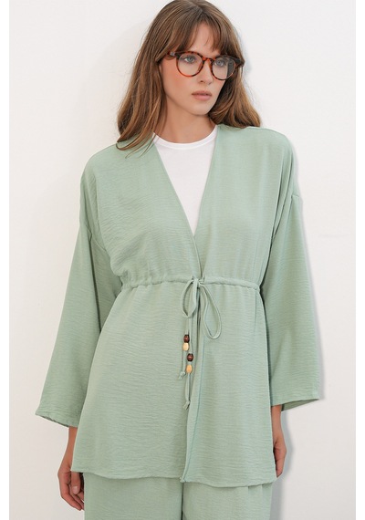 Bigdart Kadın Ayrobin Kimono Pantolon İkili Takım 30101 - E.yeşil