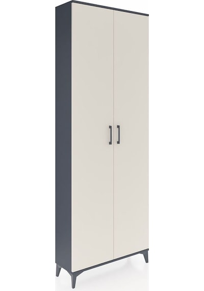 Arges Dolap 2 Raflı 2 Kapaklı Tek Askılı 88x30x243 Antrasit-aytaşı Antrasit