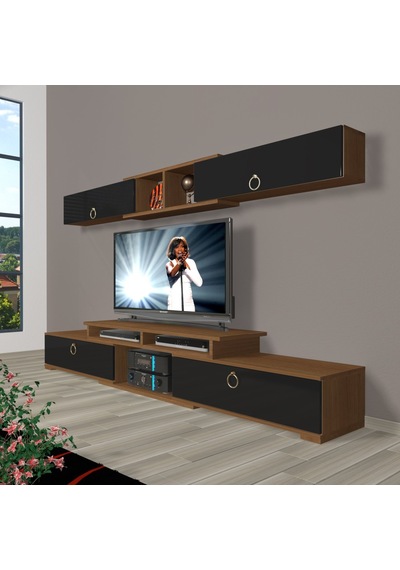 Decoraktiv Flex 5130 Mdf Gold Tv Ünitesi Tv Sehpası Ceviz - Siyah