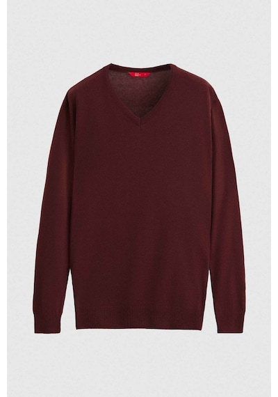 D's Damat Ds Damat Regular Fit Bordo Düz V Yaka Triko Kazak 5HF06ORT12003 Bordo