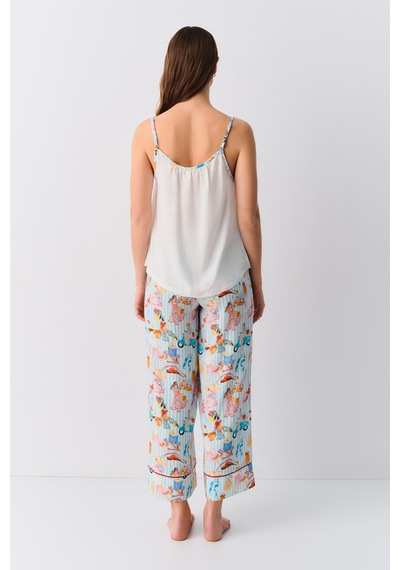 Suwen Feminine Atlet Pantolon Takımı Sh25543660a1196 Mavi Çizgi Baskılı Mavi