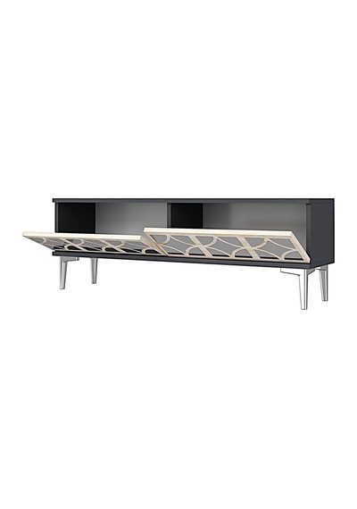 Tsa1236ats - Öztv120 Tv Stand, Tv Sehpası Antrasit - Traverten - Sılver 120cm