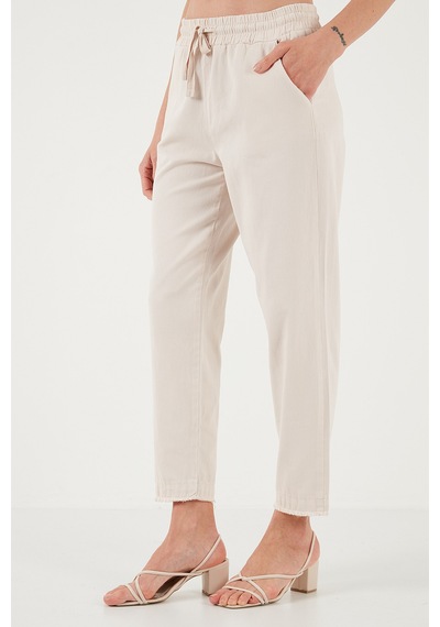 Lela Pamuklu Normal Bel Regular Fit Düz Paça Bayan Pantolon 668Yp42282S4 Taş