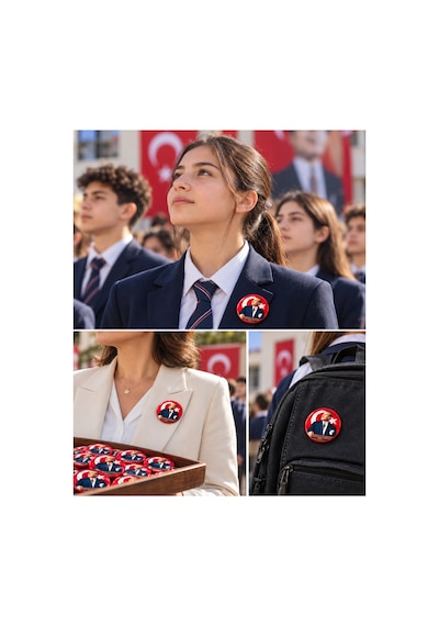 100 Adet Atatürk Ve Türk Bayrağı Rozeti 44 Mm İğneli Yaka Rozeti Okul Törenleri Ve Etkinlikler İçin Diğer