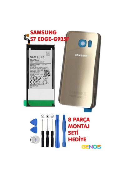 Samsung Galaxy Uyumlu S7 Edge G935f Arka Cam Kapak Batarya Kapağı Gold+batarya Pil Eb-bg935abe+montaj Set