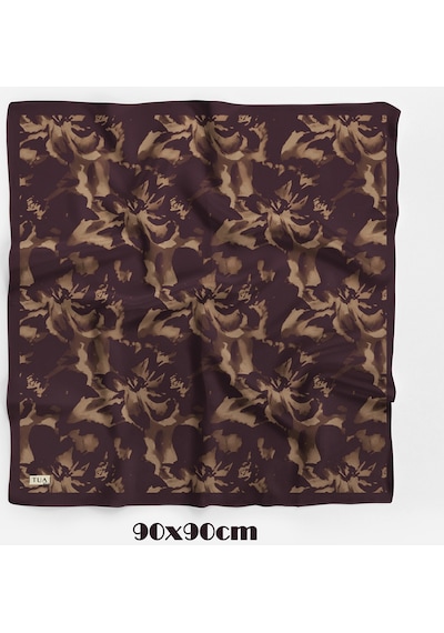 Ahenk Desen 90x90cm Organic Twill Eşarp/fular Kahve - Vizon