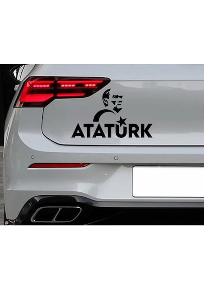 Atatürk Ve Ay Yıldız Sticker - Araba Oto Motosiklet Karavan Araç Cam Sticker - 00347 20x12 Cm