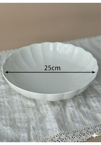 Bone Luz Serisi Krem 25 Cm Salata Kasesi Tekli Krem