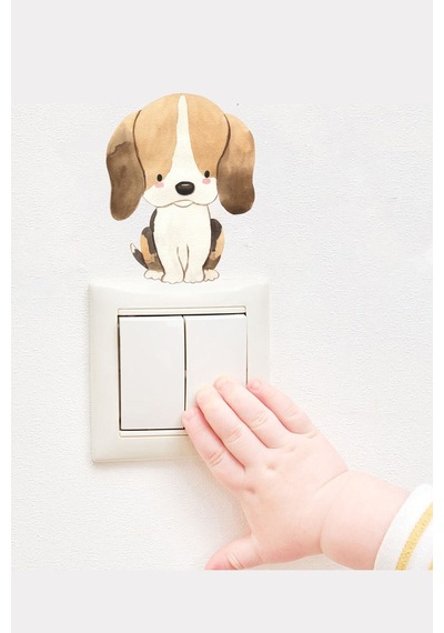 Star Works Sevimli Beagle Köpek Dekoratif Priz Sticker