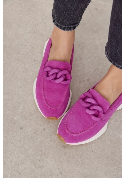 Darius Pembe Hakiki Süet Zincir Aksesuarlı Kadın Sneaker-Pembe