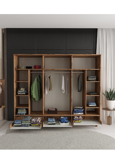 Soho 6 Kapaklı Çekmeceli Gardırop - Tamamı Mdf Aytaşı