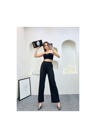 Winmoda34 Kadın Pileli Pantolon Siyah