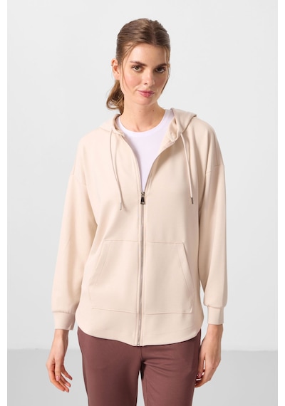 Tommylıfe Bej Yumuşak Dokulu Kapüşonlu Oversize Kadın Tunik Sweatshirt - 97302