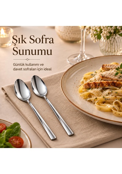 Yemek Kaşığı, 6'li Premium Kalite Paslanmaz Çelik Kaşık Set 20 Cm Diğer