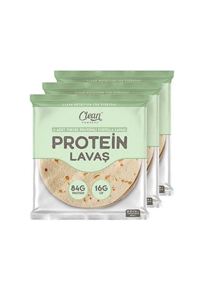 Clean Powders Yüksek Proteinli Tortilla Lavaşı 6'lı 420 Gr - 3 Adet - Aromasız