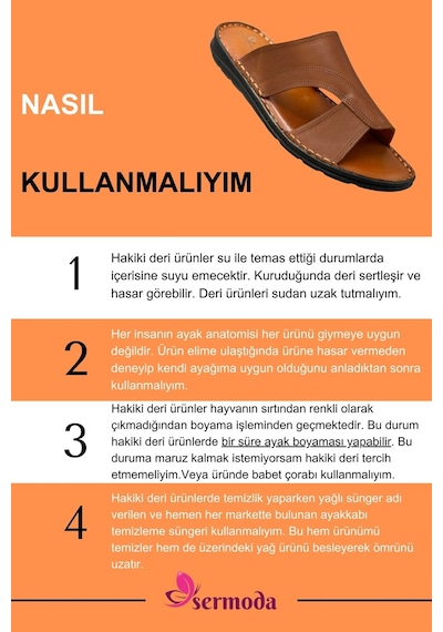 Sermoda Hakiki Gerçek Deri Erkek Terlik Hafif Terlik Deri A Taba