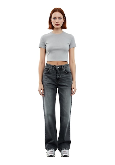 Ersefa Kadın Wide Leg Denim Pantolon Yüksek Bel Fonksiyonel Dayanıklı Ka Antrasit