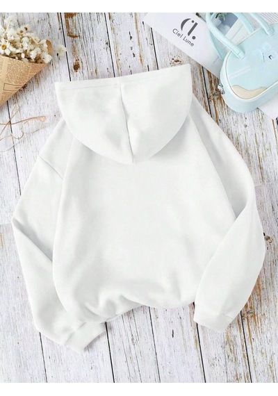 Nevermind Unisex Heart Oversize Baskılı Kapşonlu Sweatshirt 3 Ipl Beyaz