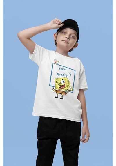 Sevbano Süngerbob You Are Amazing Yazılı Unisex Çizgi Film Çocuk Tişört Beyaz Sevbano Süngerbob You Are Amazing Yazılı Unisex Çizgi Film Çocuk Tişört Beyaz