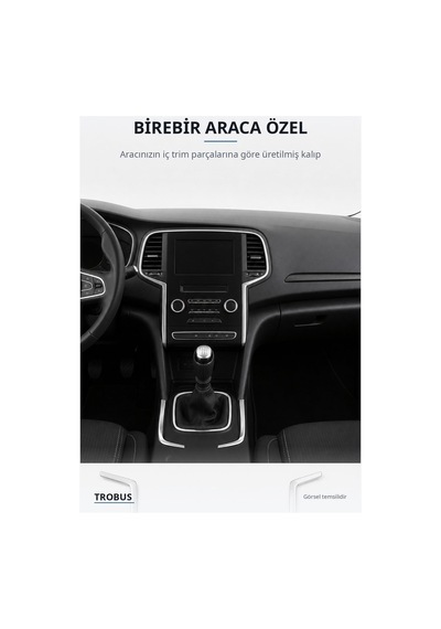 Renault Megane 4 2016 Ve Sonrası Uyumlu Krom İç Konsol Kaplaması Paslanmaz Çelik