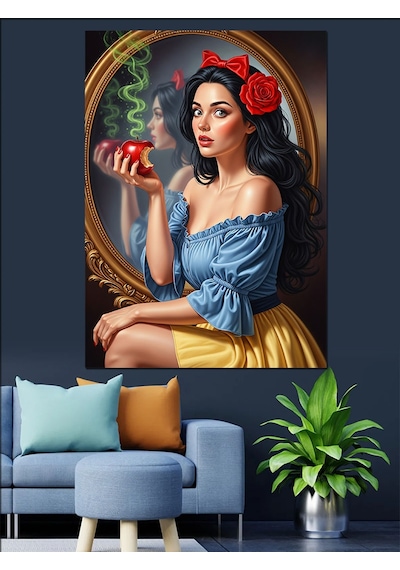 Ahşap Tablo Zehirli Elmalı Yetişkin Snowwhite Dekoratif Tablolar