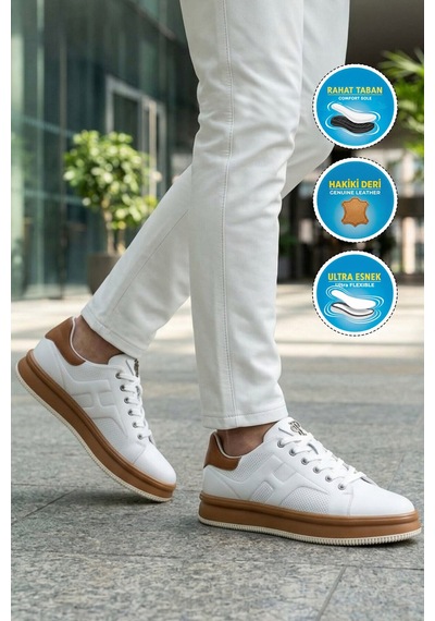 Voyager Beyaz-taba Hakiki Deri Erkek Casual Sneaker Memory Taban Premium Casual Ayakkabı M030 M Voyager Beyaz-taba Hakiki Deri Erkek Casual Sneaker Memory Taban Premium Casual Ayakkabı M030 M