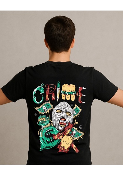 Hugo Boss Crime Baskılı T-shirt Siyah